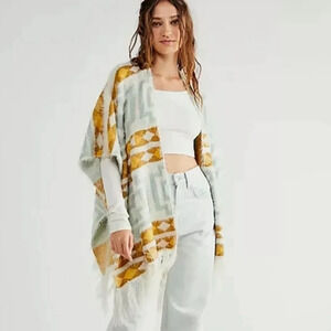 NWT Free People Diamondback Fringe Kimono Cardigan OS